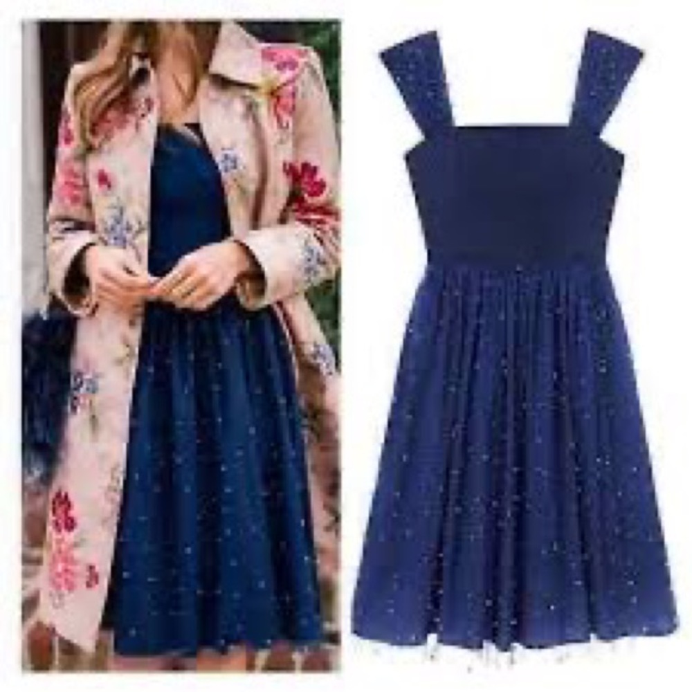 Gal Meets Glam blue A-line dress with pearls size 0